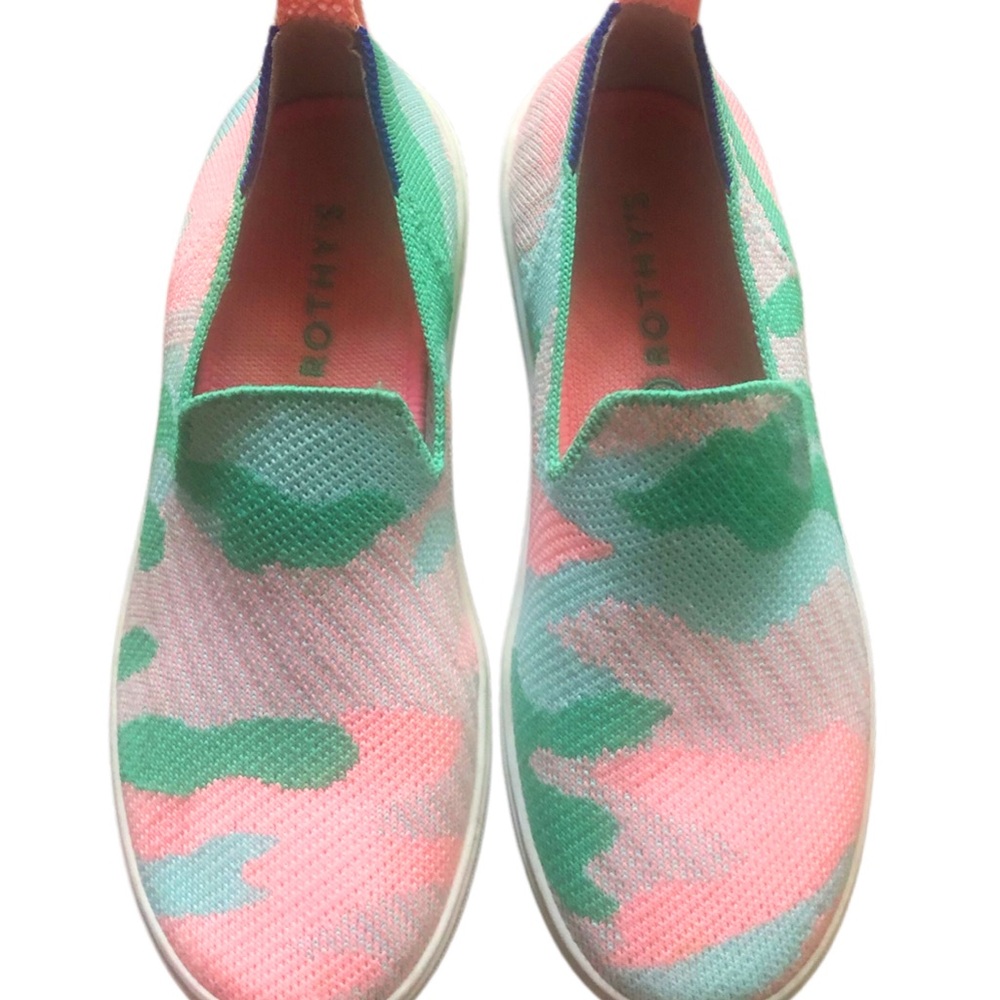Rothy’s Pink/Green Slip On Sneakers Size 4